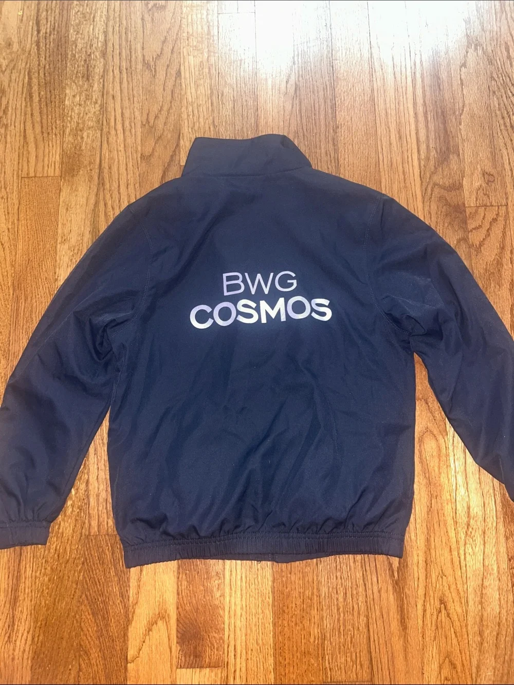 Umbro Kids Navy Blue Soccer Bomber Full-Zip Rain Jacket with Team Patch sz YS